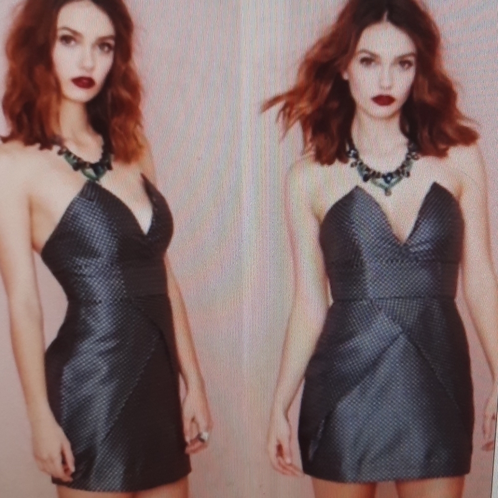 Nasty Gal India Metallic Jacquard Strapless Tulip Mini Dress XS